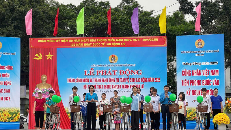 LĐLĐ thành phố Hoa Lư tổ chức lễ phát động Tháng công nhân năm 2025 và Hội thi thể thao CNLĐ